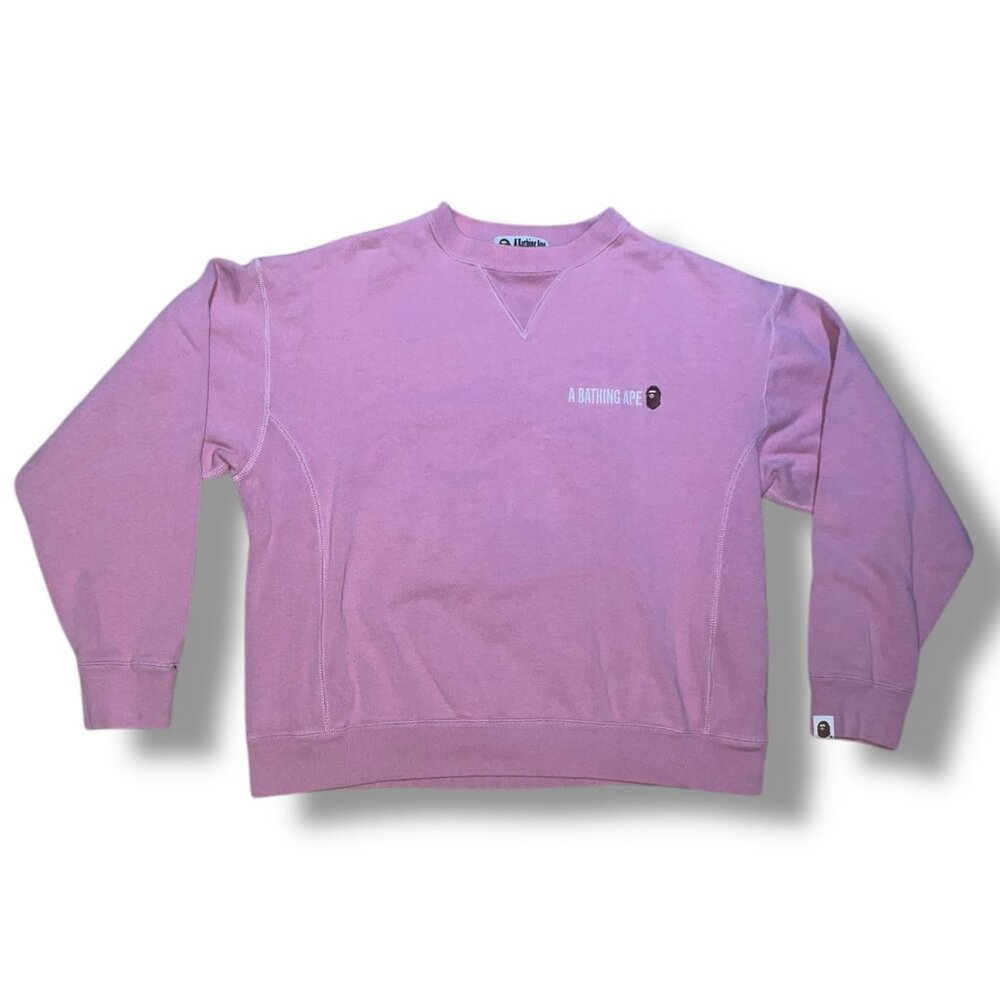 BAPE A Bathing Ape Pink Crewneck Sweatshirt – Medium